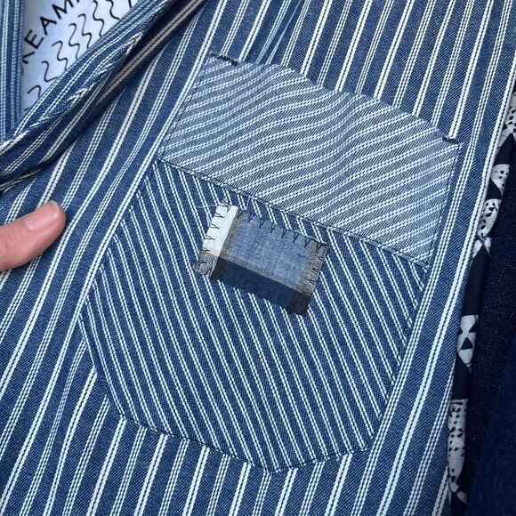 VTG Art to Wear Patchwork Duster Coat Screaming Women Denim Stripe OS - Picture 13 of 16